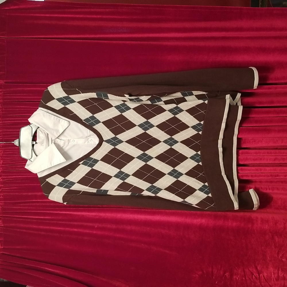 Brown/Green White Argyle Sweater